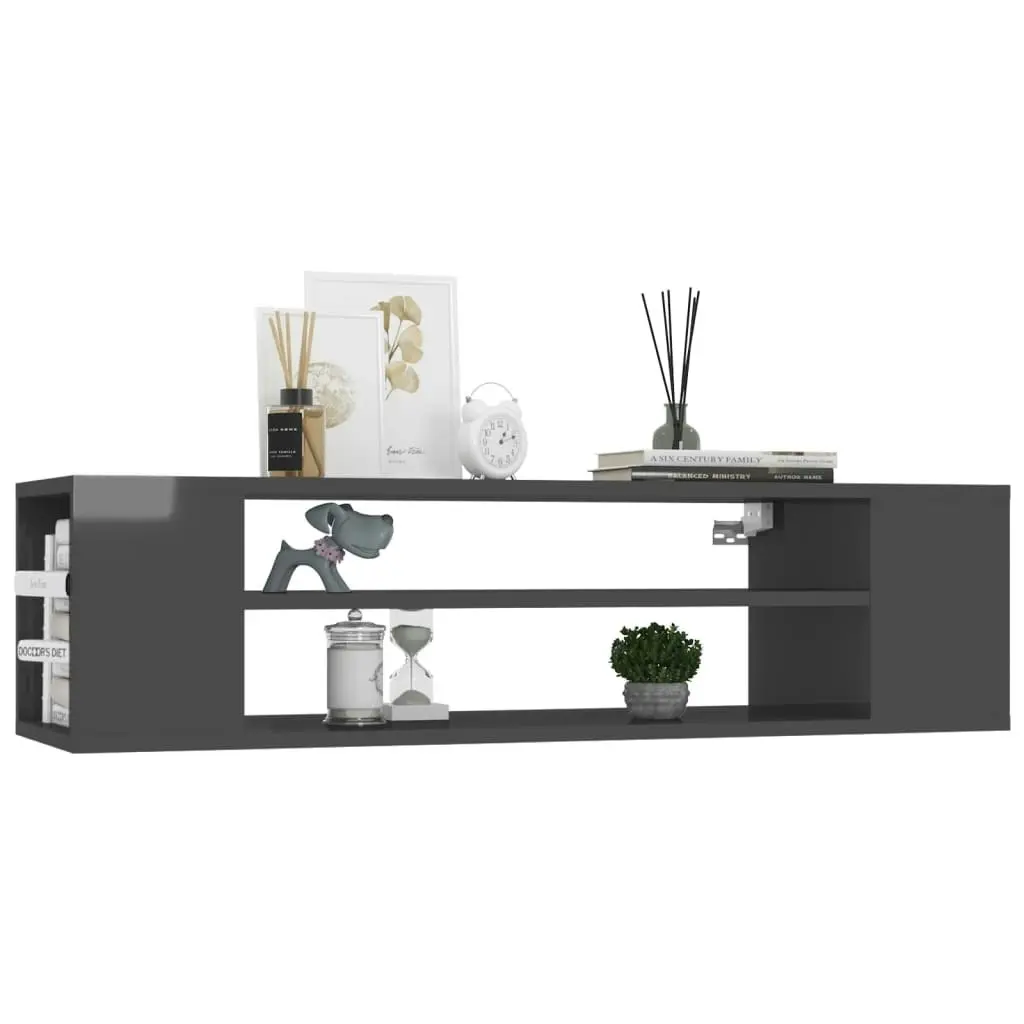 Hanging TV Cabinet High Gloss Grey 100x30x26.5 cm Engineered Wood 806237