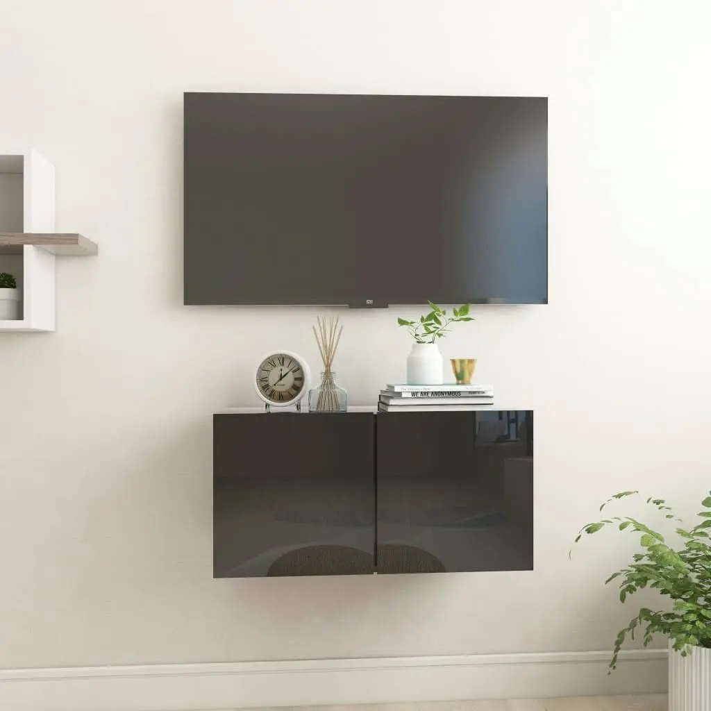 Hanging TV Cabinet High Gloss Black 60x30x30 cm 804529