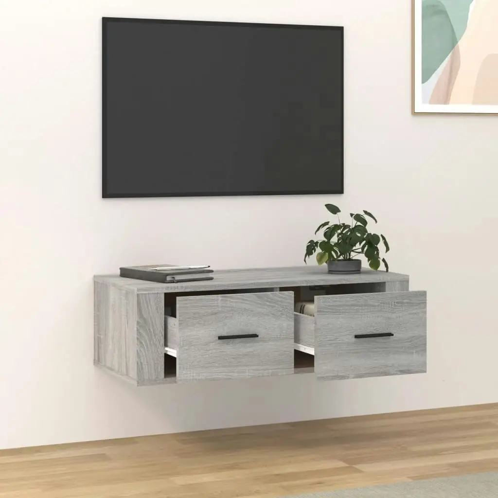 Hanging TV Cabinet Grey Sonoma 80x36x25 cm Engineered Wood 816838