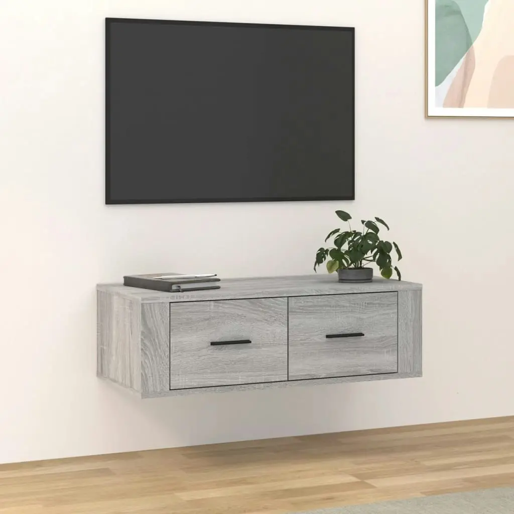 Hanging TV Cabinet Grey Sonoma 80x36x25 cm Engineered Wood 816838