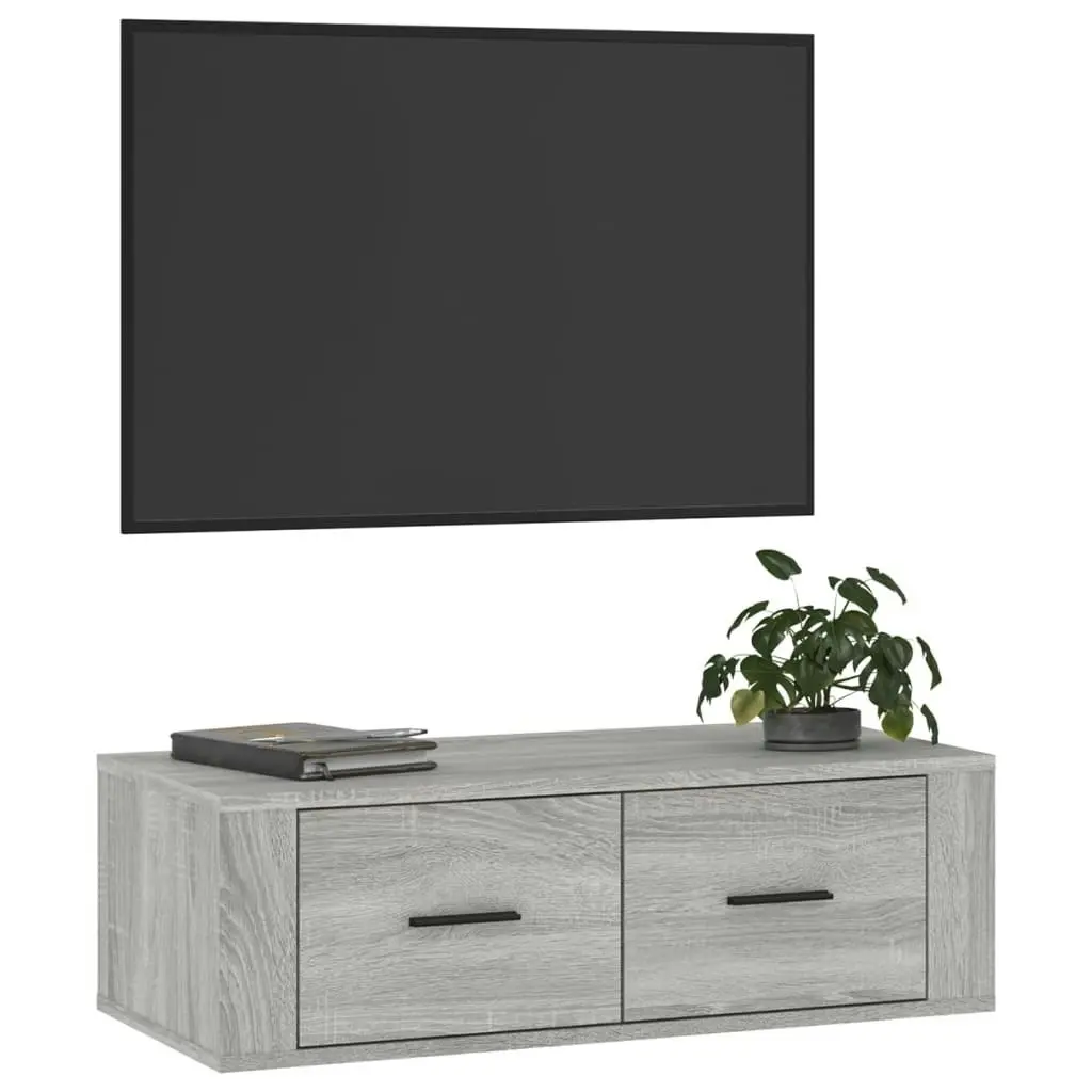 Hanging TV Cabinet Grey Sonoma 80x36x25 cm Engineered Wood 816838