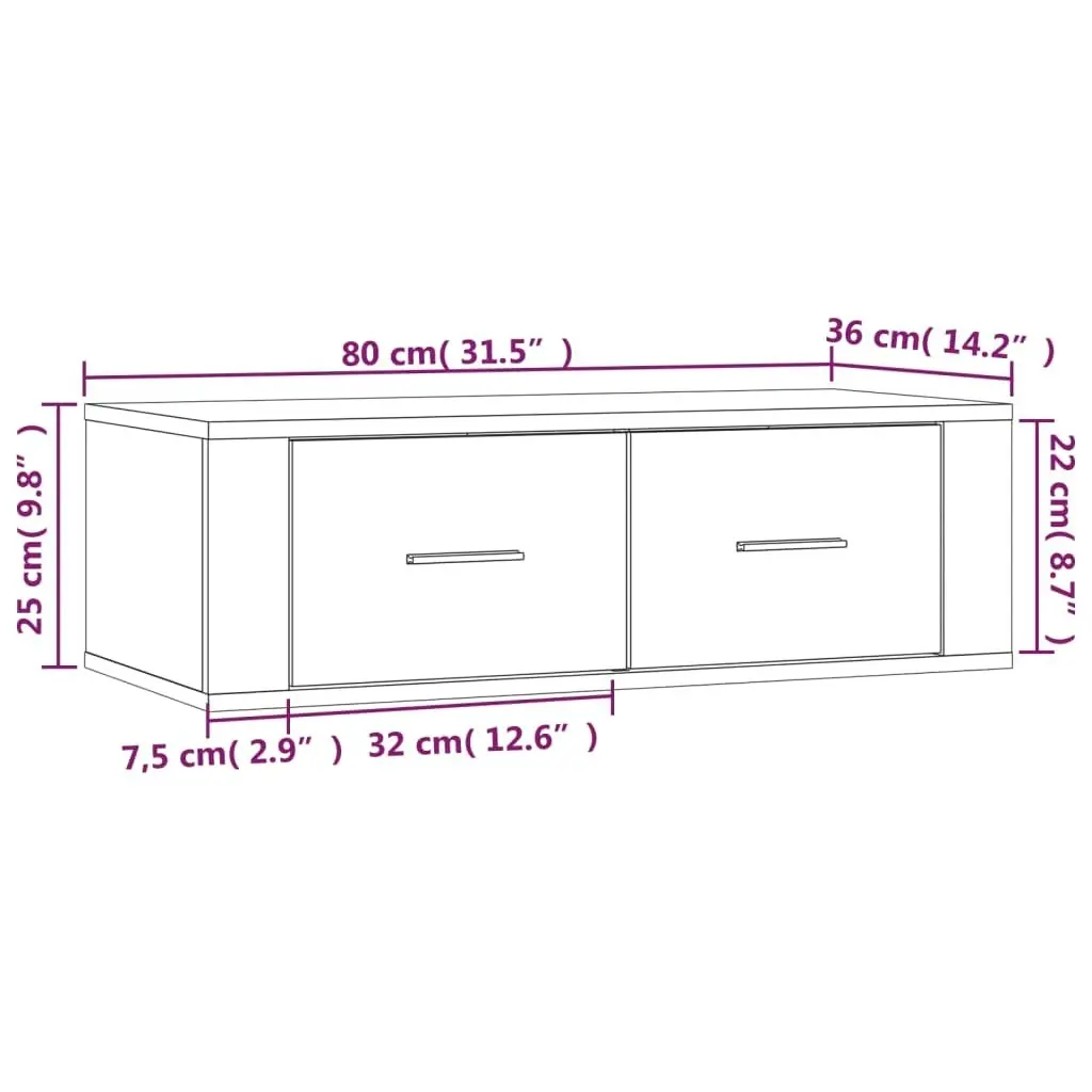 Hanging TV Cabinet Grey Sonoma 80x36x25 cm Engineered Wood 816838