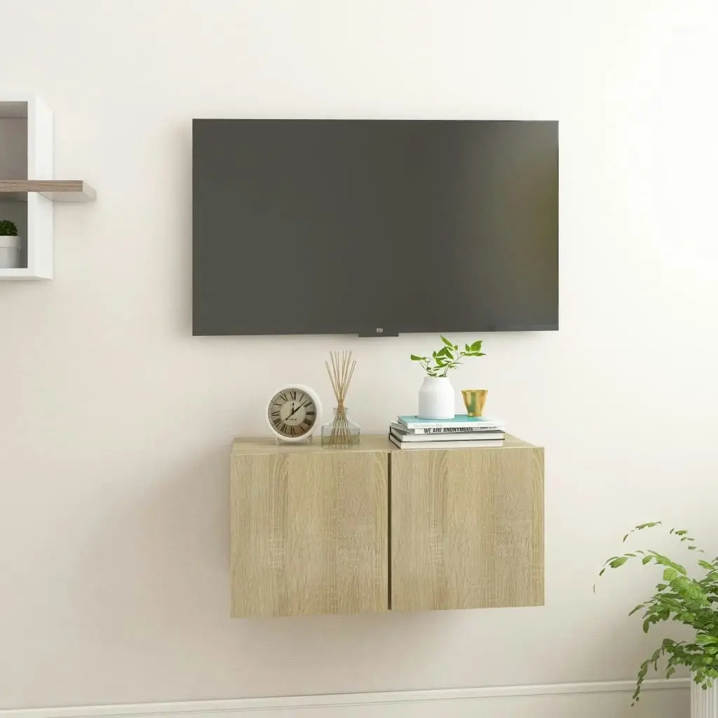 Hanging TV Cabinet Sonoma Oak 60x30x30 cm 804517