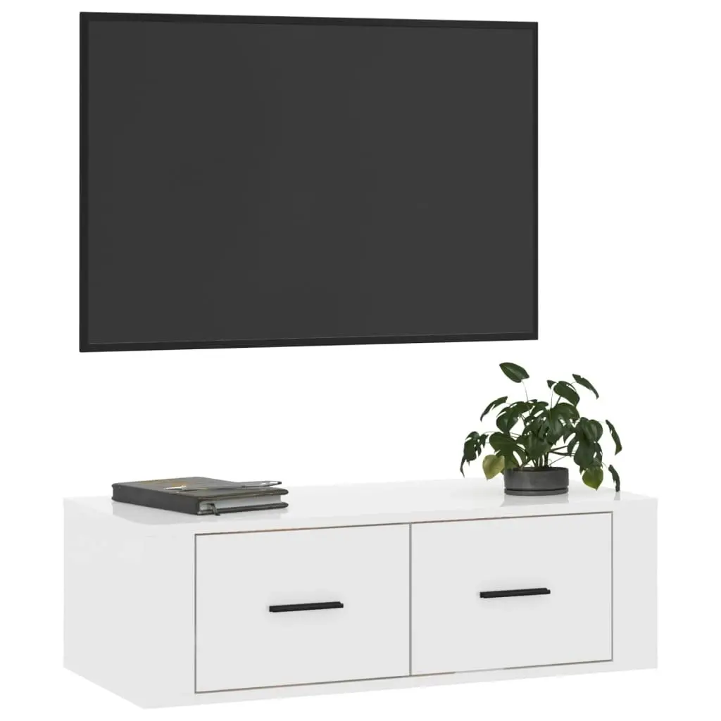 Hanging TV Cabinet High Gloss White 80x36x25 cm Engineered Wood 816834