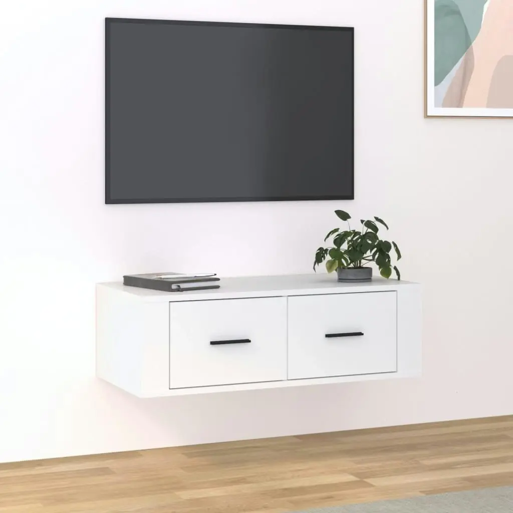 Hanging TV Cabinet White 80x36x25 cm Engineered Wood 816832