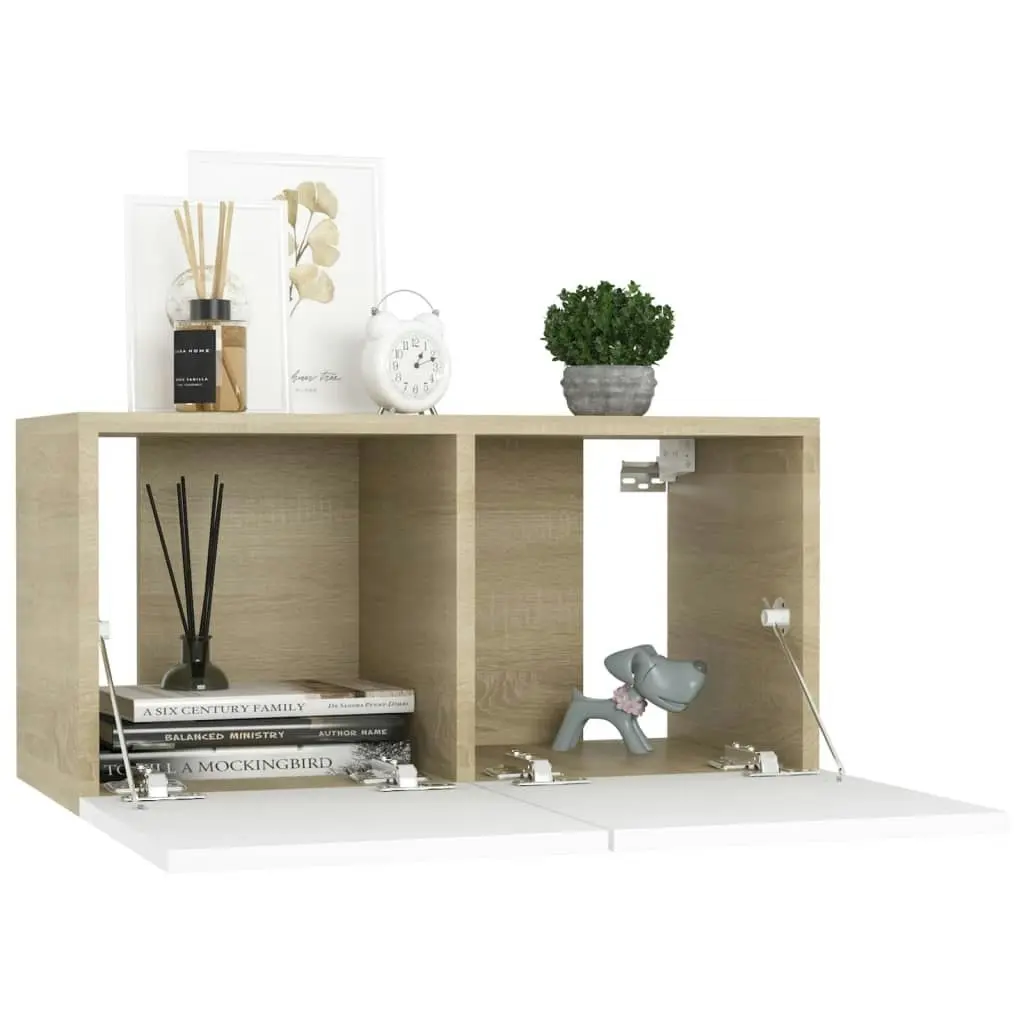 Hanging TV Cabinet White and Sonoma Oak 60x30x30 cm 804523