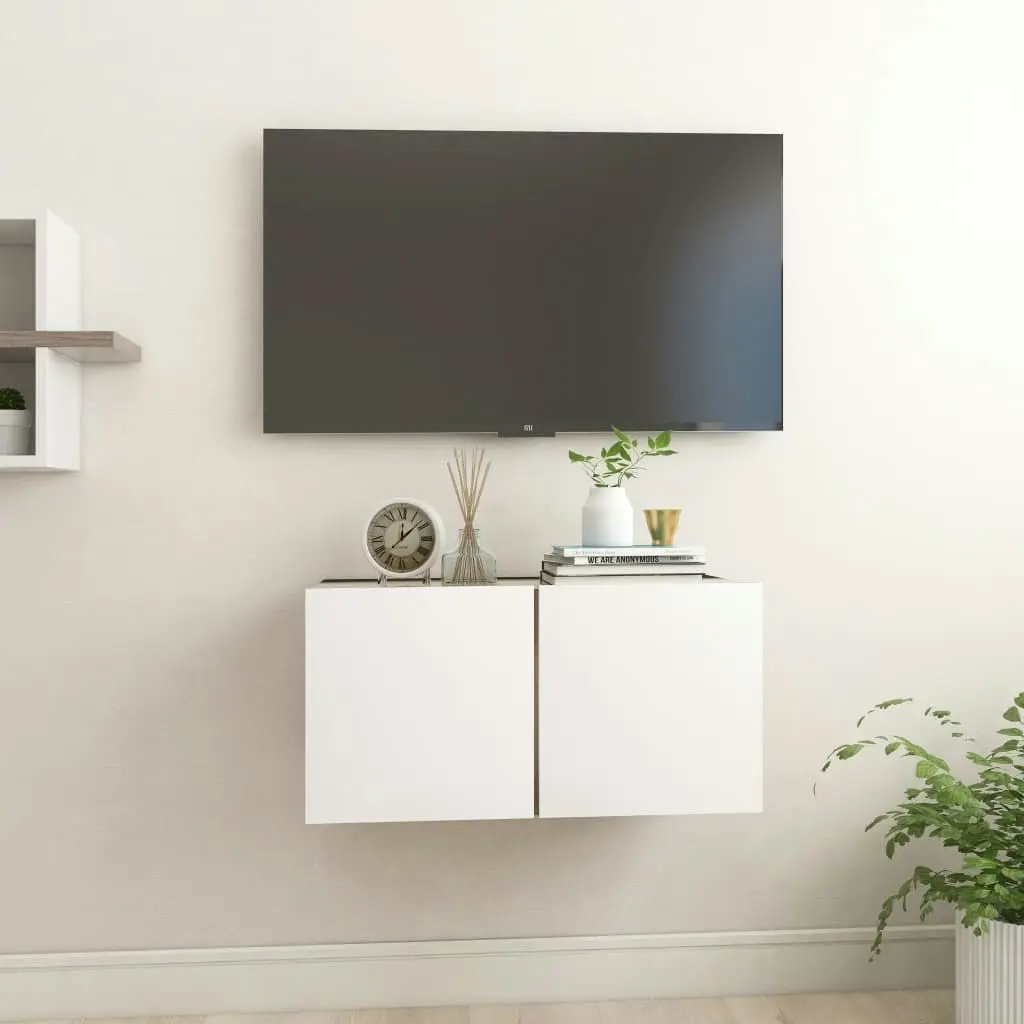 Hanging TV Cabinet White and Sonoma Oak 60x30x30 cm 804523