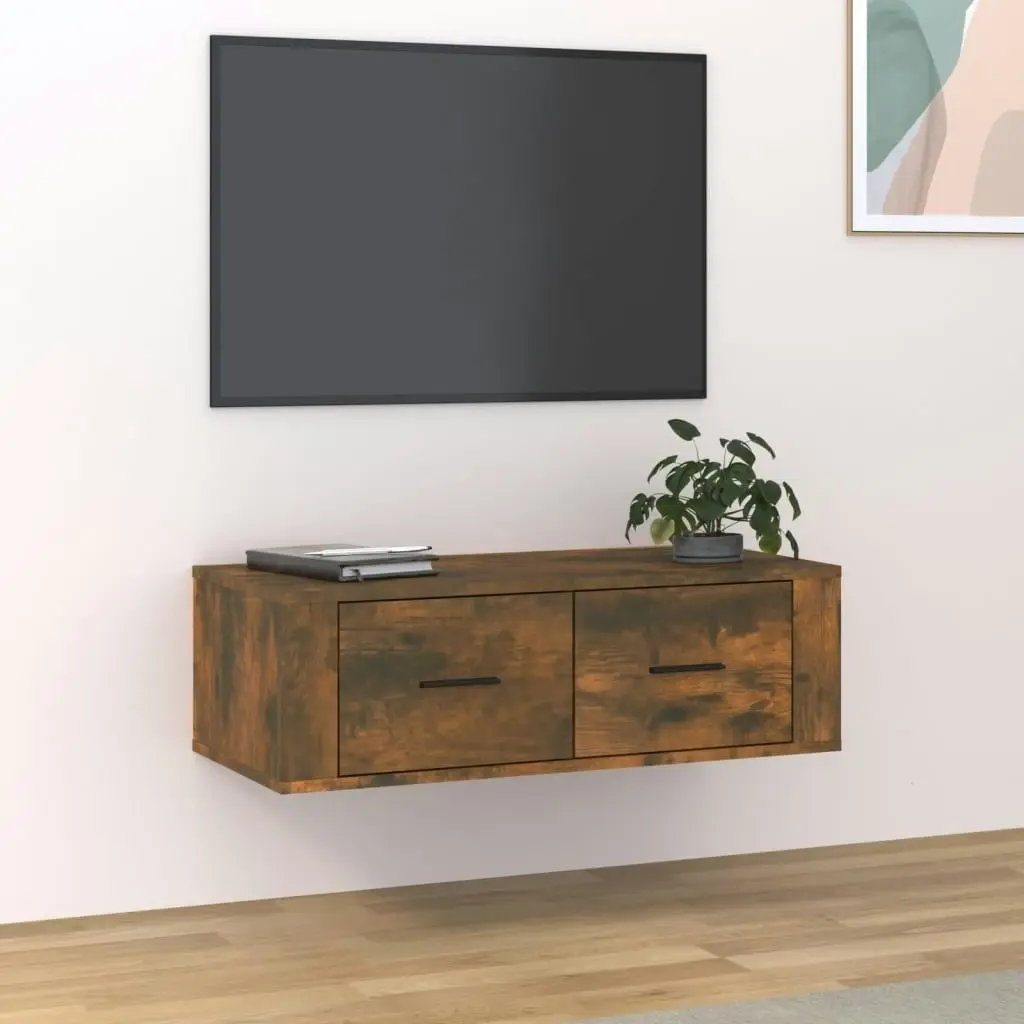 Hanging TV Cabinet Smoked Oak 80x36x25 cm Engineered Wood 816837