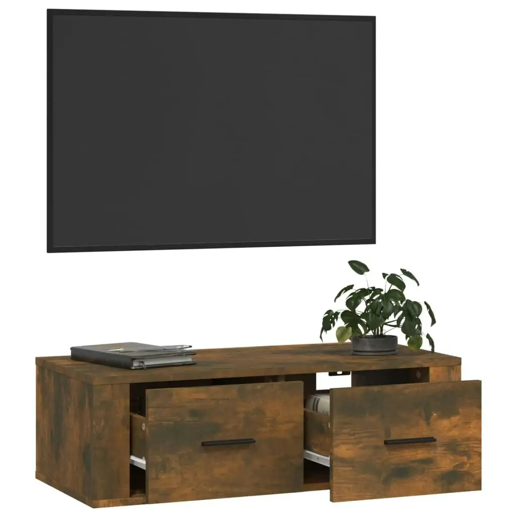 Hanging TV Cabinet Smoked Oak 80x36x25 cm Engineered Wood 816837