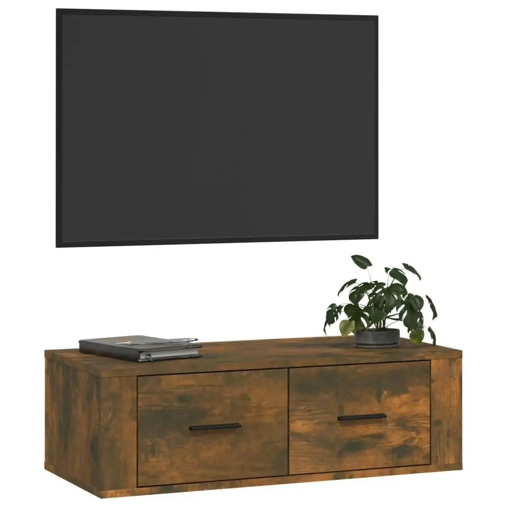 Hanging TV Cabinet Smoked Oak 80x36x25 cm Engineered Wood 816837