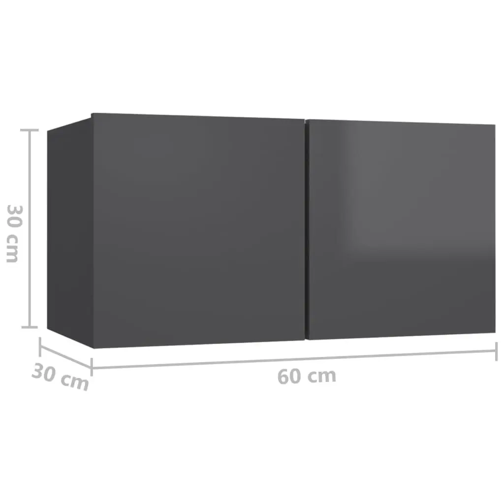 Hanging TV Cabinets 2 pcs High Gloss Grey 60x30x30 cm 804533