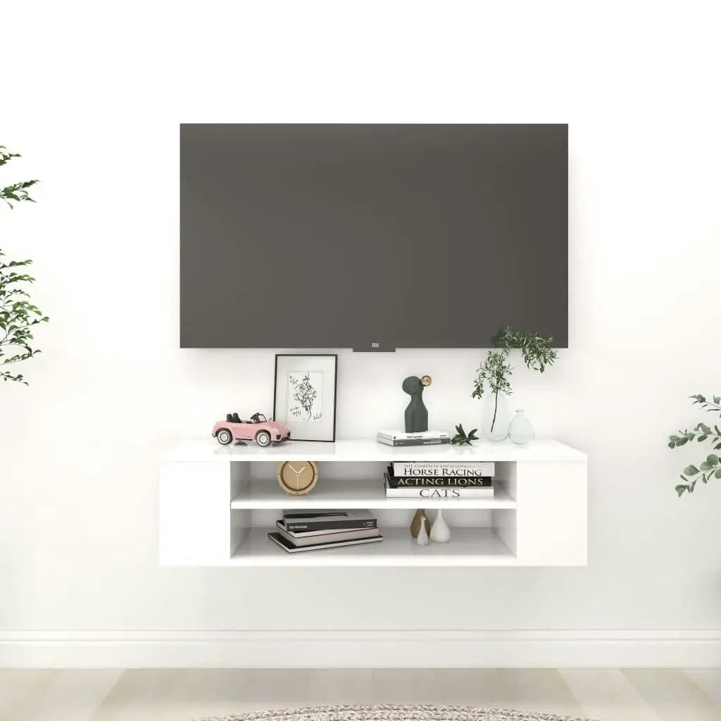 Hanging TV Cabinet White 100x30x26.5 cm Engineered Wood 806229