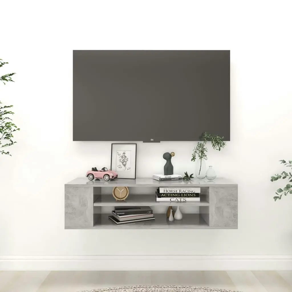 Hanging TV Cabinet Concrete Grey 100x30x26.5 cm Engineered Wood 806233