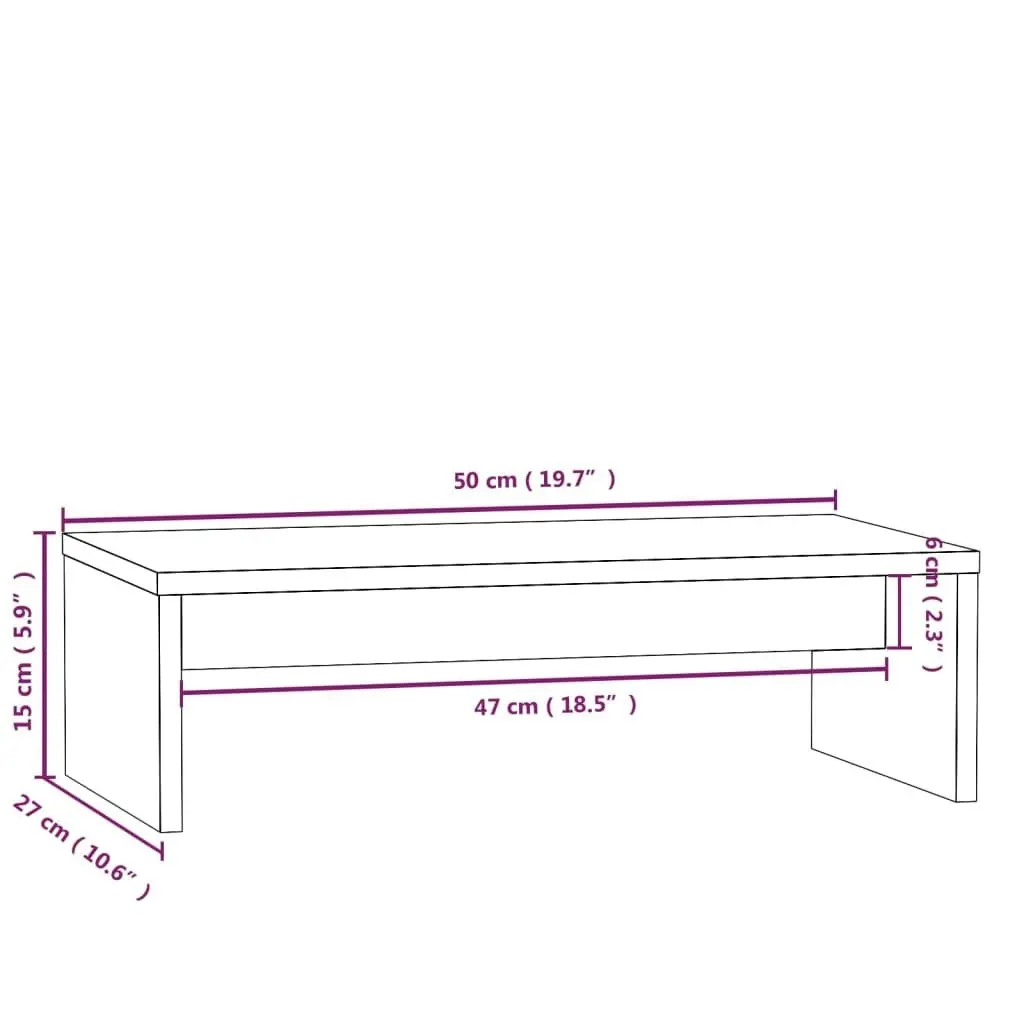 Monitor Stand 50x27x15 cm Solid Wood Pine 813924