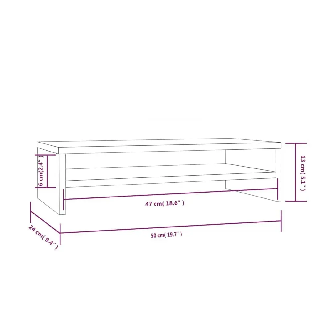 Monitor Stand 50x24x13 cm Solid Wood Pine 813914