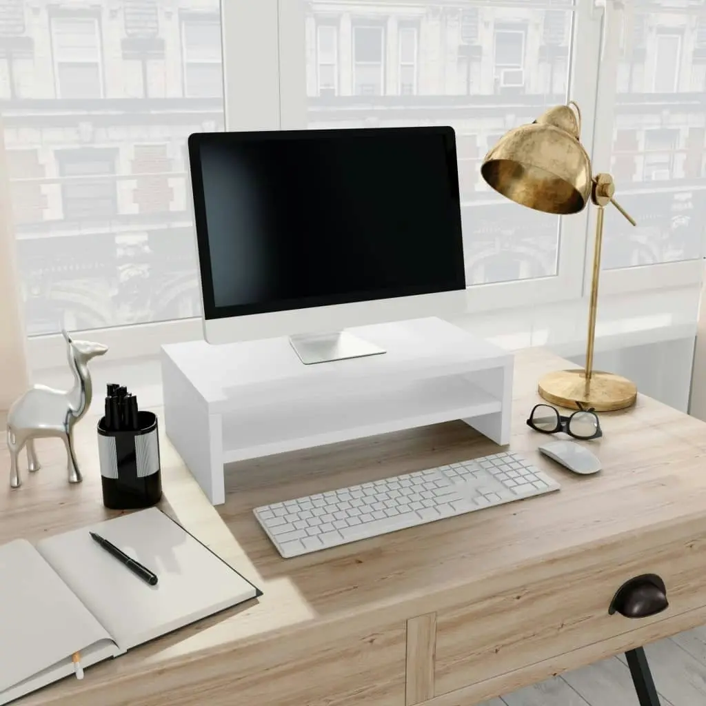 Monitor Stand White 42x24x13 cm Engineered Wood 800216