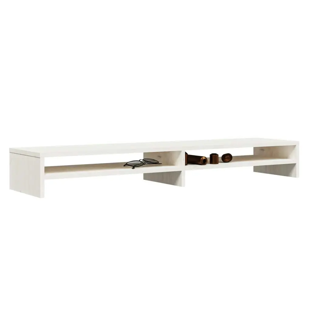 Monitor Stand White 100x24x13 cm Solid Wood Pine 813920