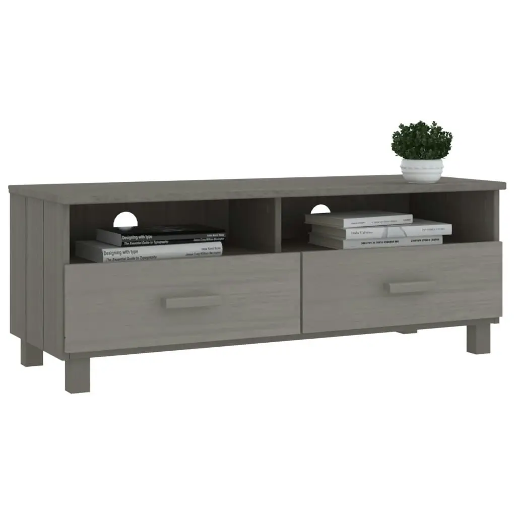 TV Cabinet "HAMAR" Light  Grey 106x40x40 cm Solid Wood Pine 340471