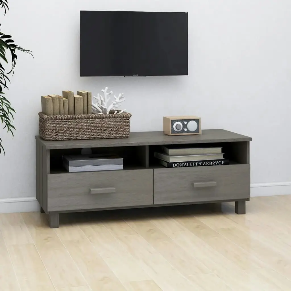 TV Cabinet "HAMAR" Light  Grey 106x40x40 cm Solid Wood Pine 340471