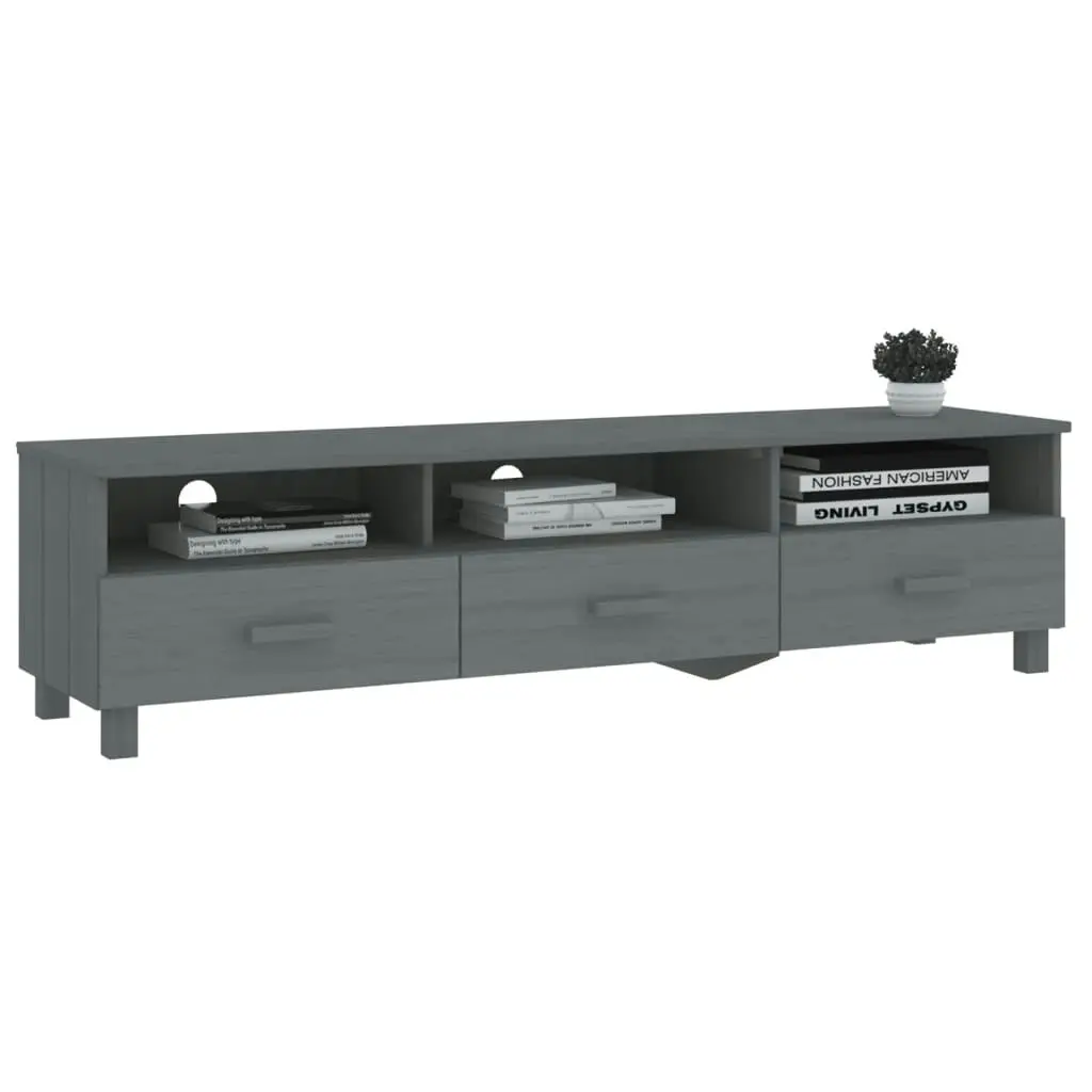 TV Cabinet "HAMAR" Dark Grey 158x40x40 cm Solid Wood Pine 340474