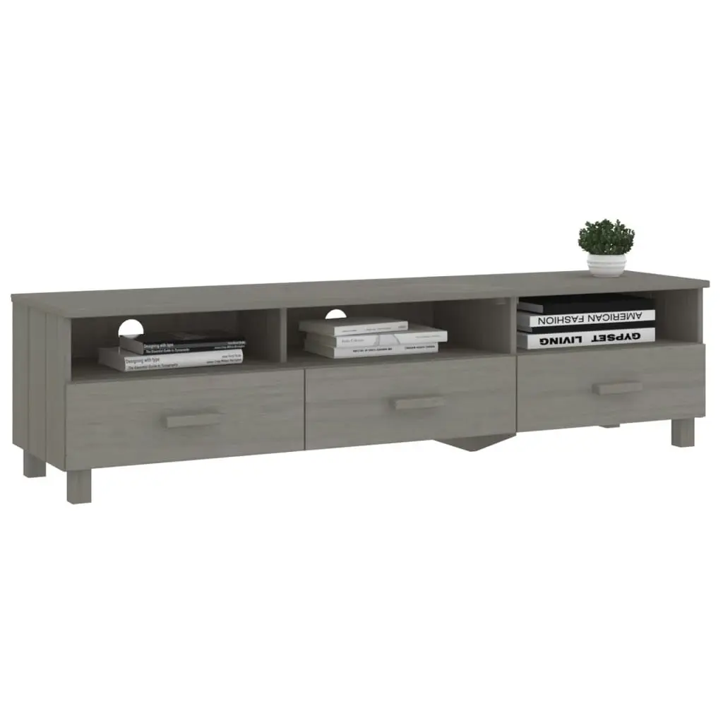 TV Cabinet "HAMAR" Light  Grey 158x40x40 cm Solid Wood Pine 340475