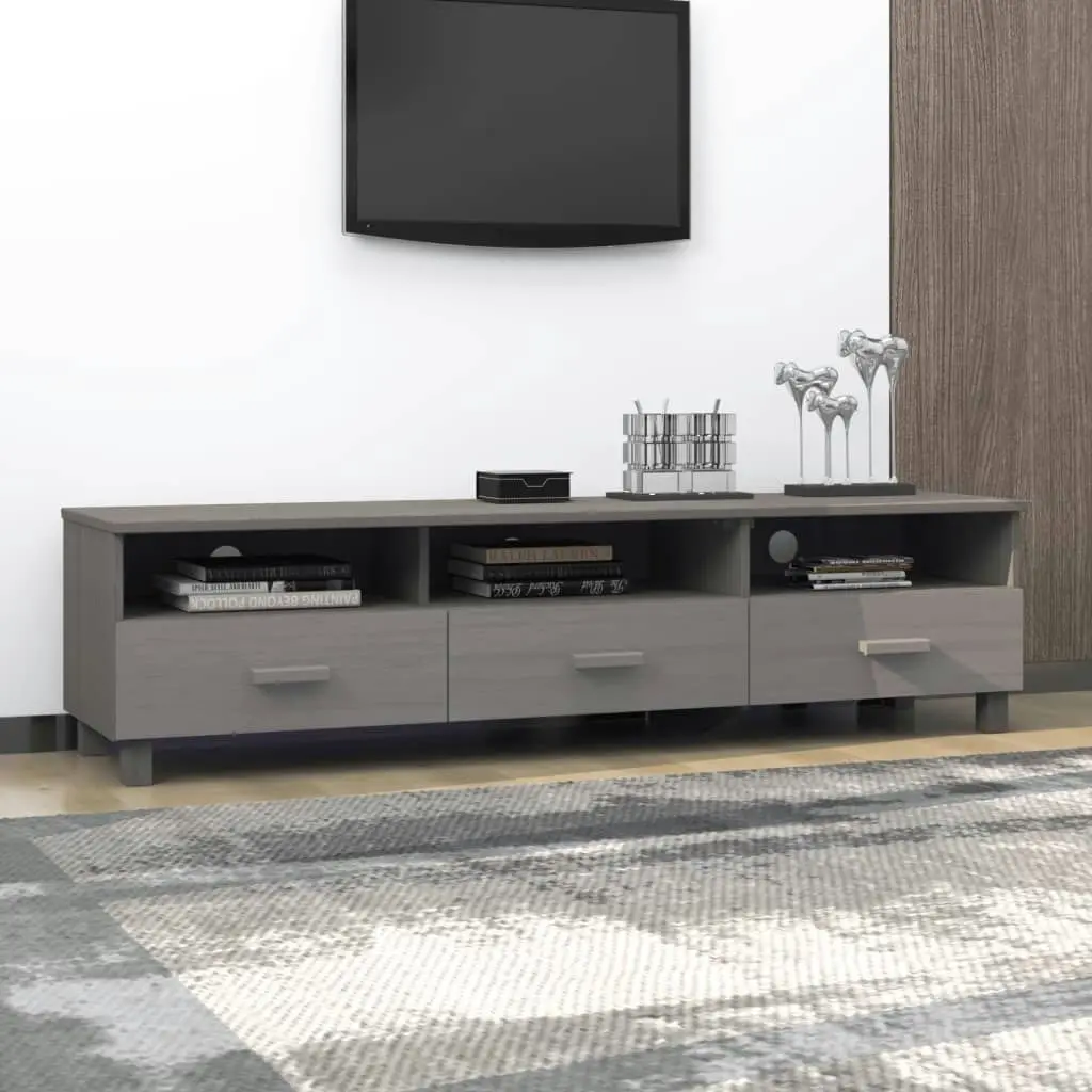 TV Cabinet "HAMAR" Light  Grey 158x40x40 cm Solid Wood Pine 340475