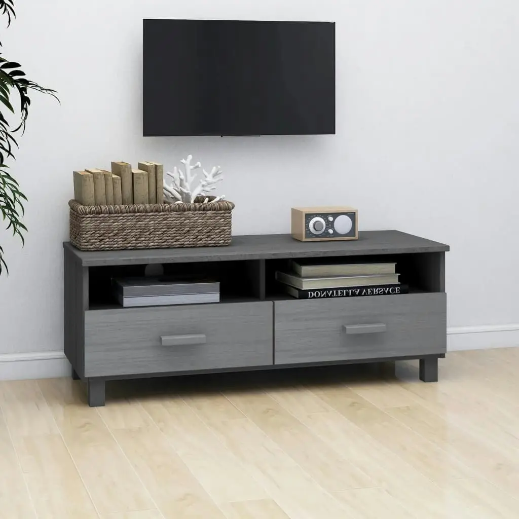 TV Cabinet "HAMAR" Dark Grey 106x40x40 cm Solid Wood Pine 340470