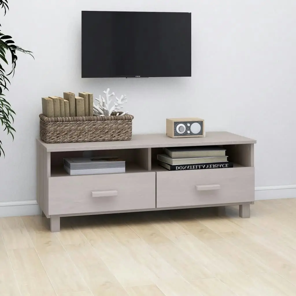 TV Cabinet "HAMAR" White 106x40x40 cm Solid Wood Pine 340469