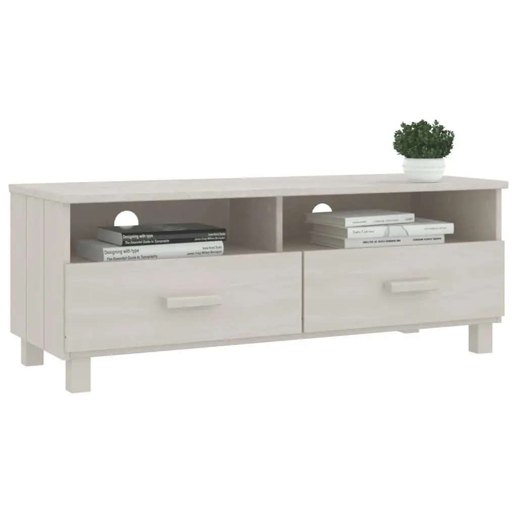 TV Cabinet "HAMAR" White 106x40x40 cm Solid Wood Pine 340469