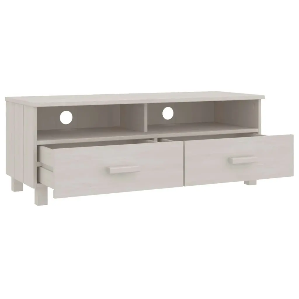 TV Cabinet "HAMAR" White 106x40x40 cm Solid Wood Pine 340469