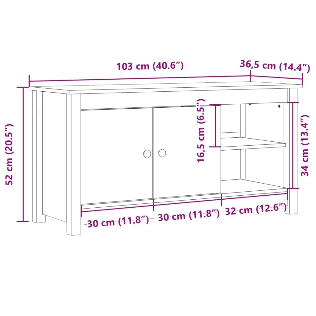 TV Cabinet 103x36.5x52 cm Solid Wood Pine 814589