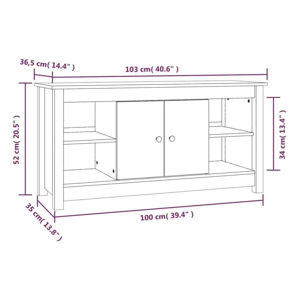 TV Cabinet 103x36.5x52 cm Solid Wood Pine 814574