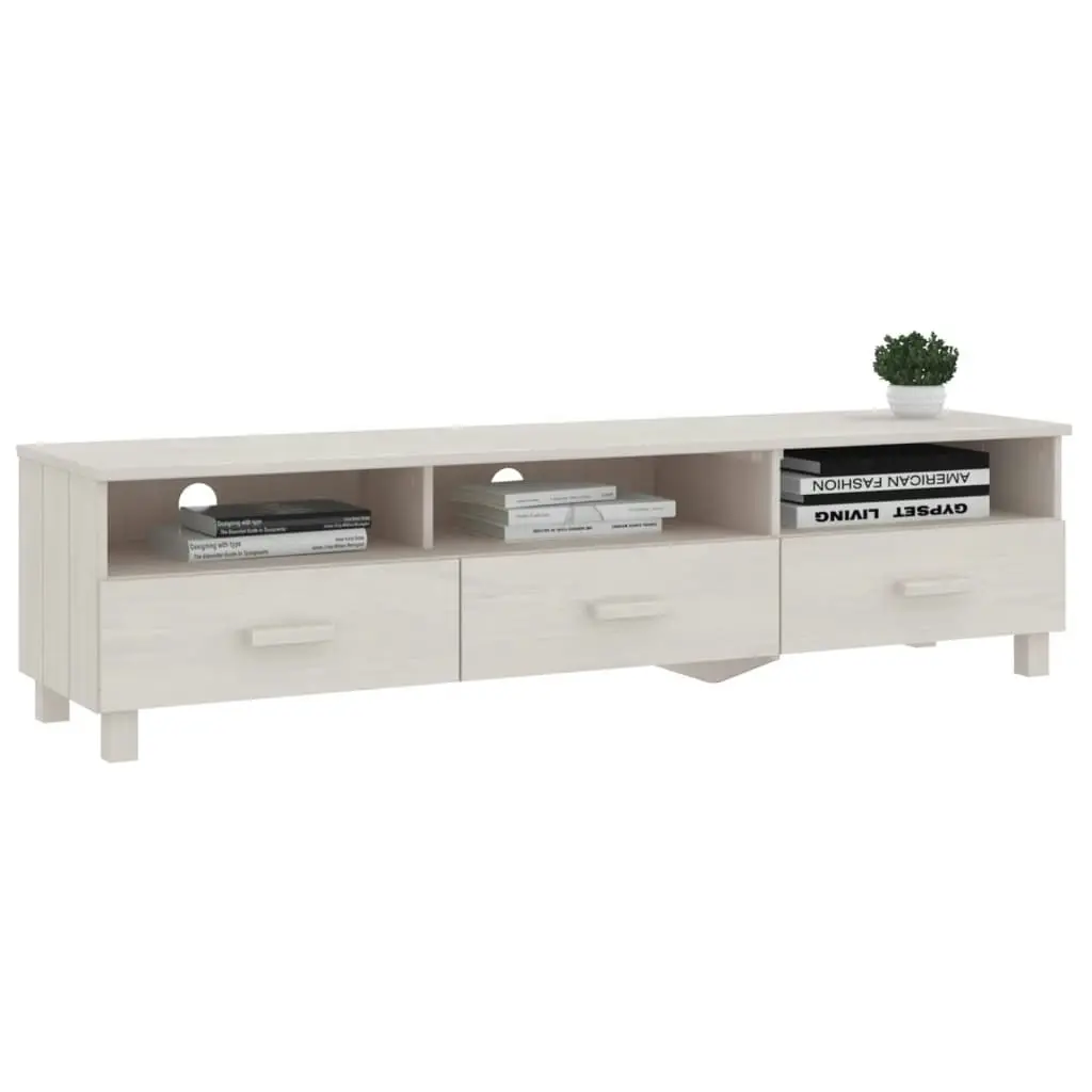 TV Cabinet "HAMAR" White 158x40x40 cm Solid Wood Pine 340473