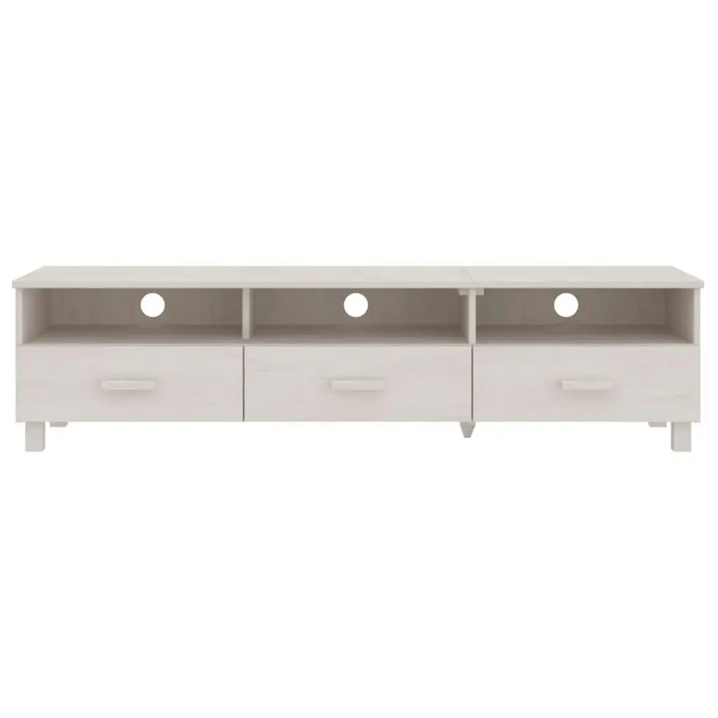 TV Cabinet "HAMAR" White 158x40x40 cm Solid Wood Pine 340473