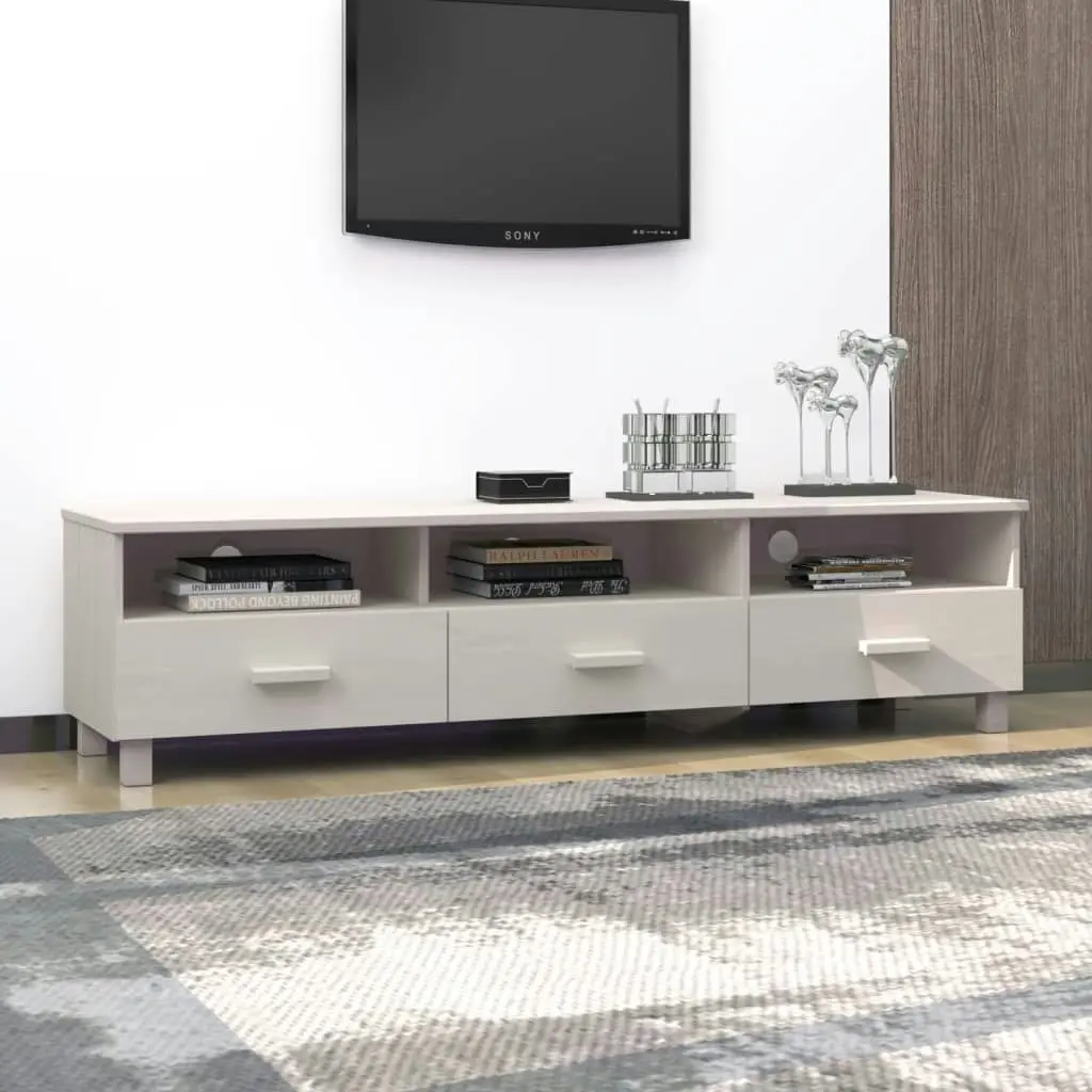 TV Cabinet "HAMAR" White 158x40x40 cm Solid Wood Pine 340473