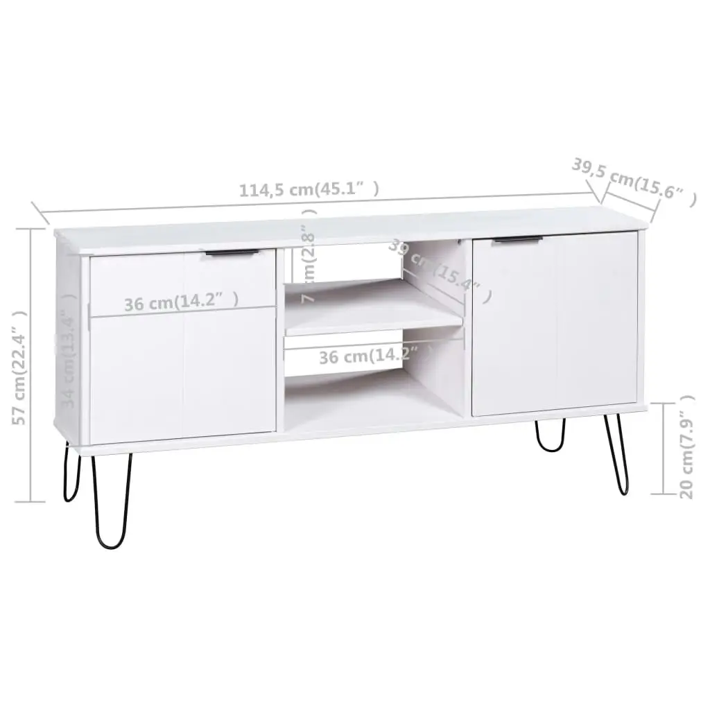 TV Cabinet "New York" White Solid Pine Wood 321145