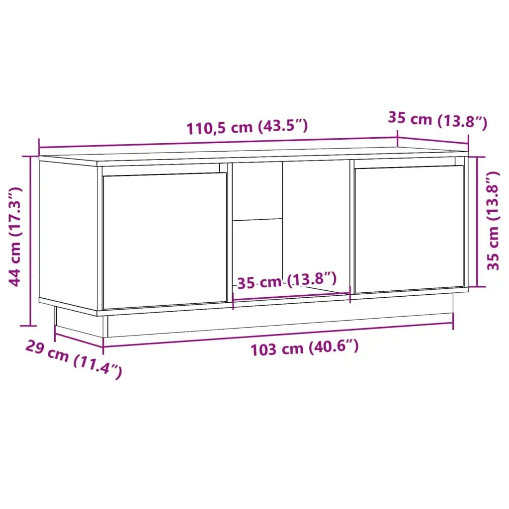 TV Cabinet 110.5x35x44 cm Solid Wood Pine 814339