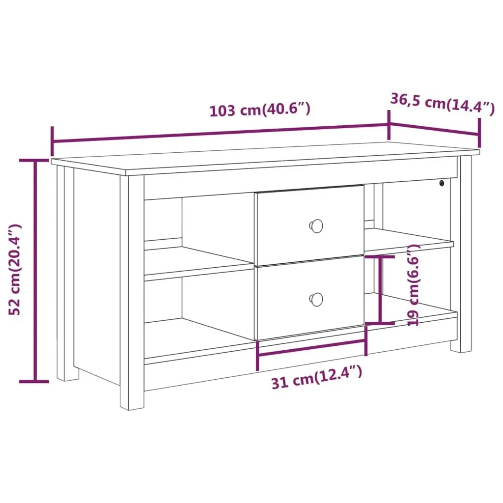 TV Cabinet 103x36.5x52 cm Solid Wood Pine 814569