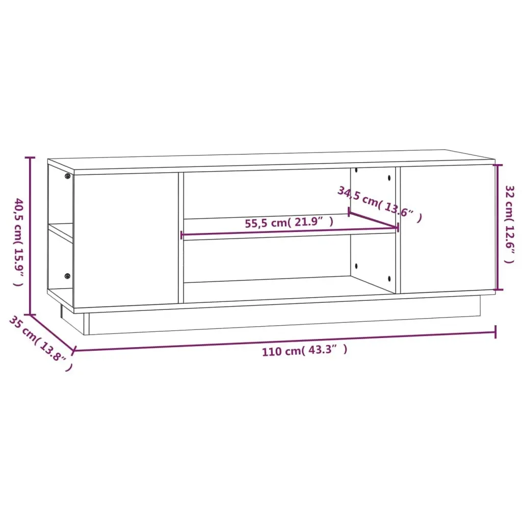 TV Cabinet 110x35x40.5 cm Solid Wood Pine 814409