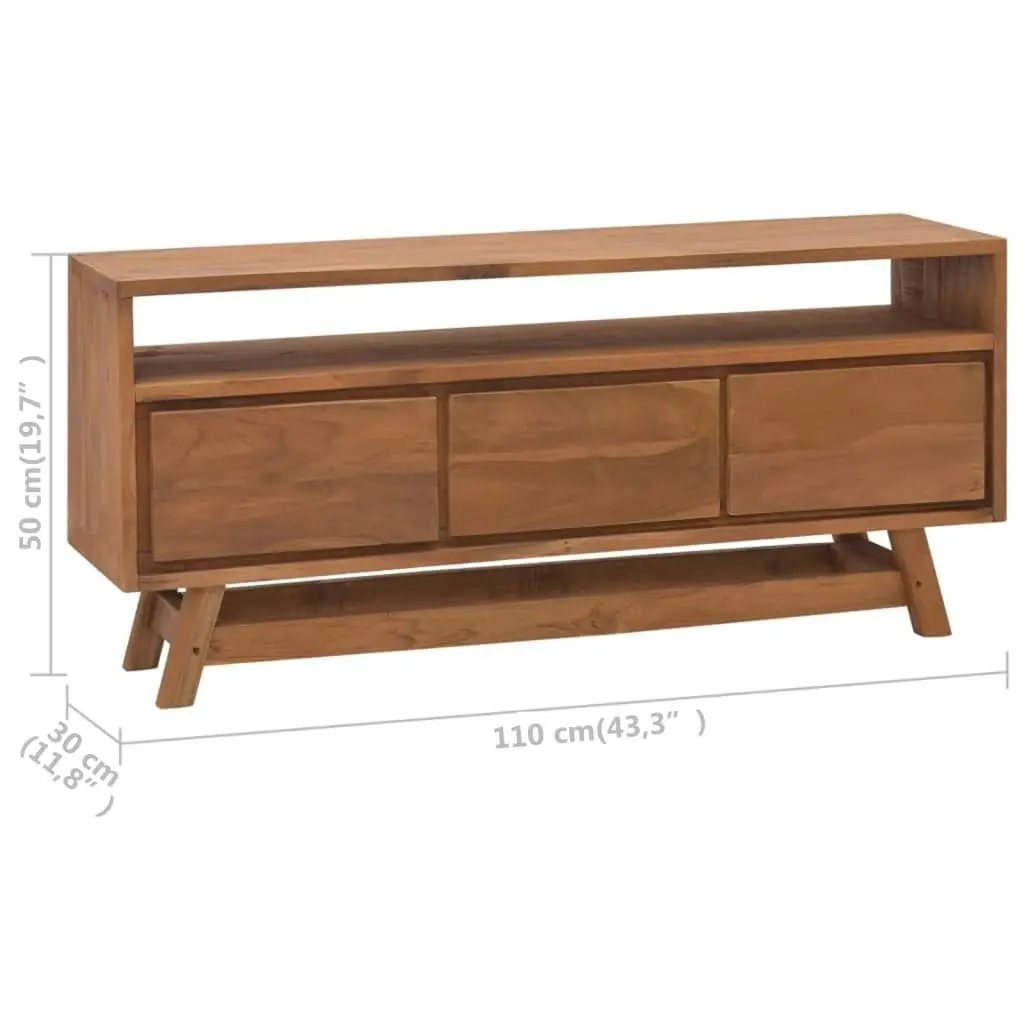 TV Cabinet 110x30x50 cm Solid Teak Wood 326117