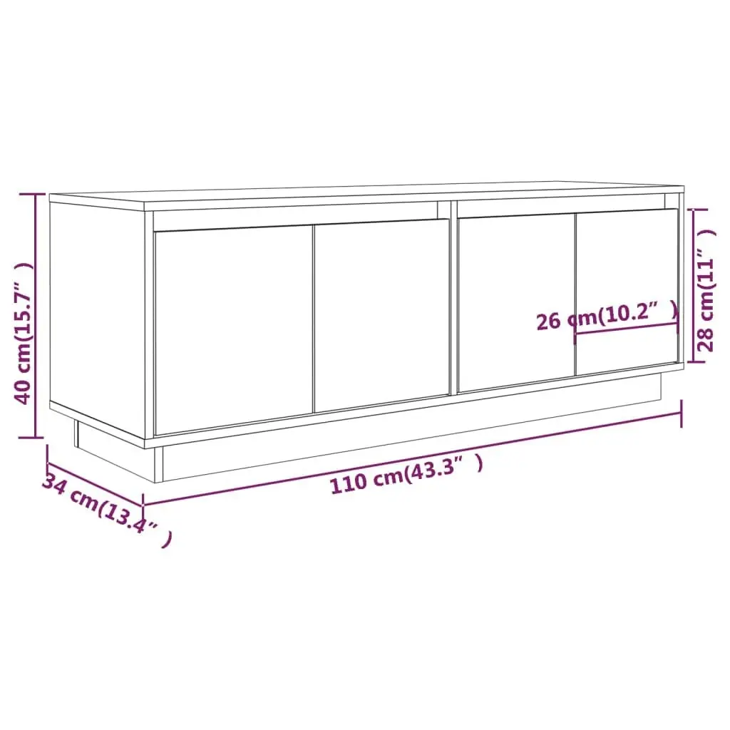 TV Cabinet 110x34x40 cm Solid Wood Pine 813849