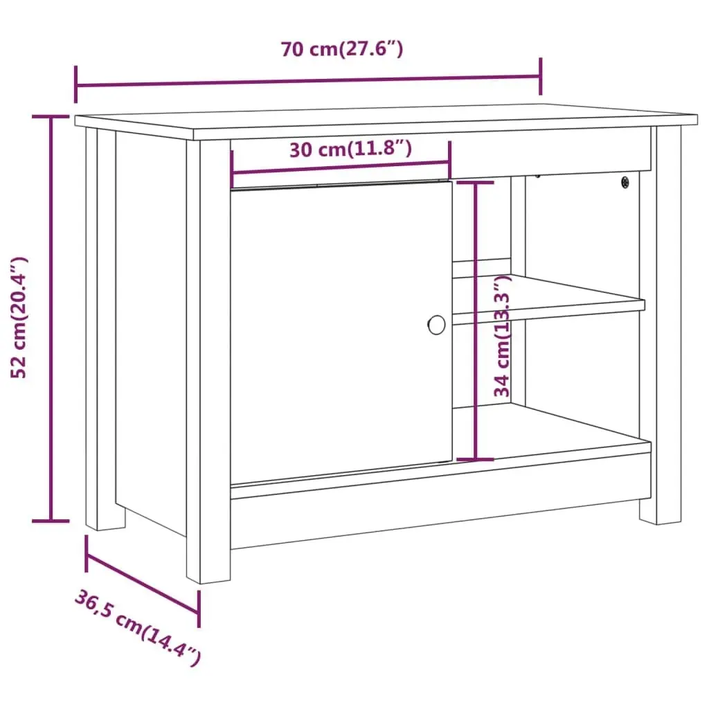 TV Cabinet 70x36.5x52 cm Solid Wood Pine 814579