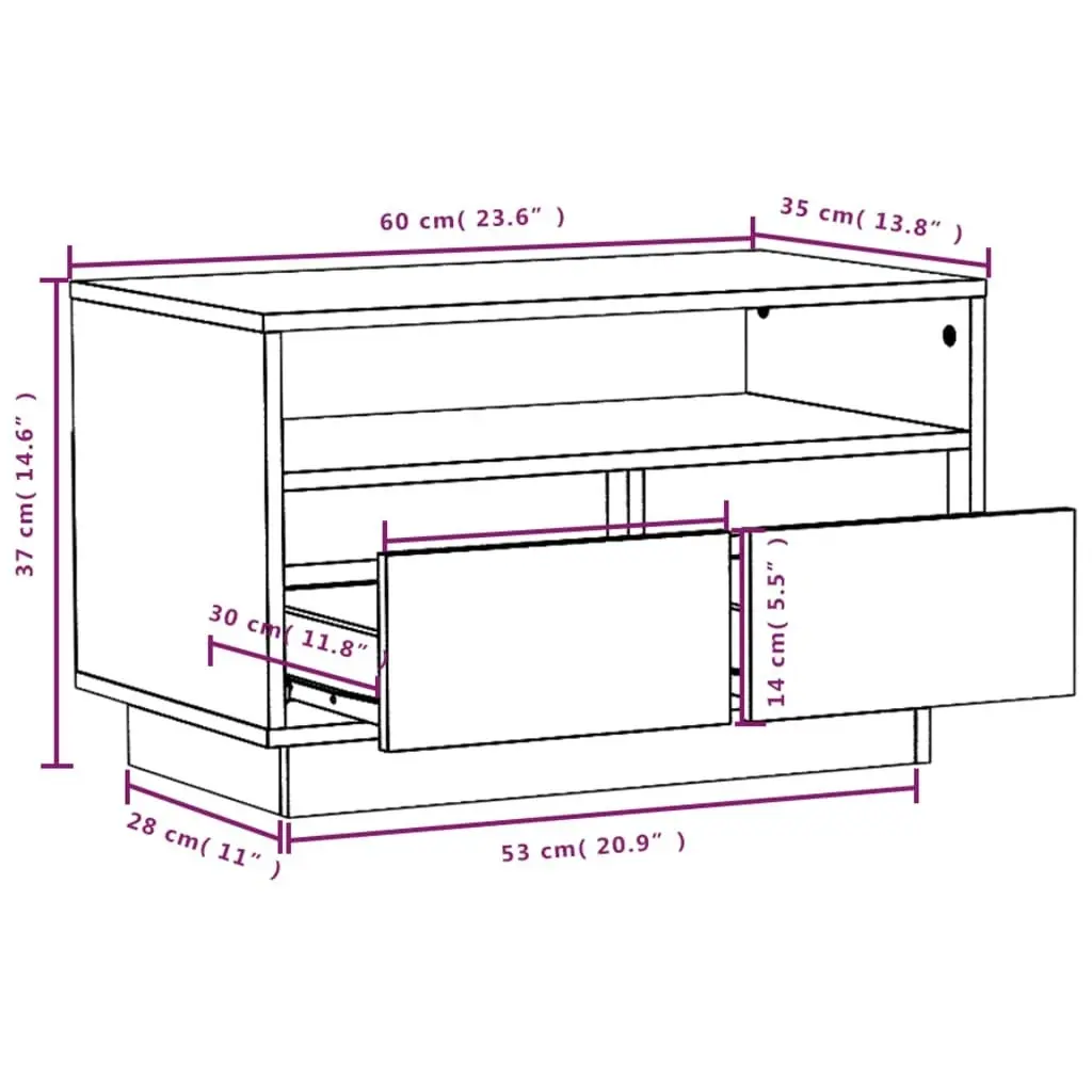 TV Cabinet 60x35x37 cm Solid Wood Pine 813425