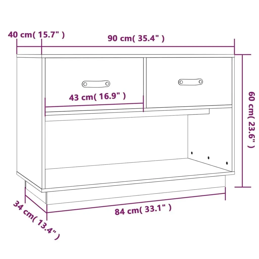 TV Cabinet 90x40x60 cm Solid Wood Pine 821522