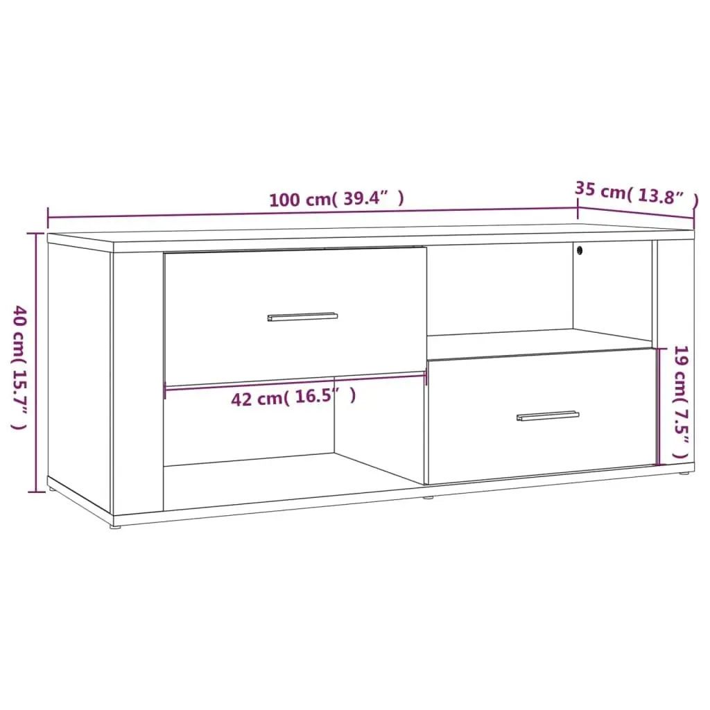 TV Cabinet Black 100x35x40 cm Engineered Wood 823100