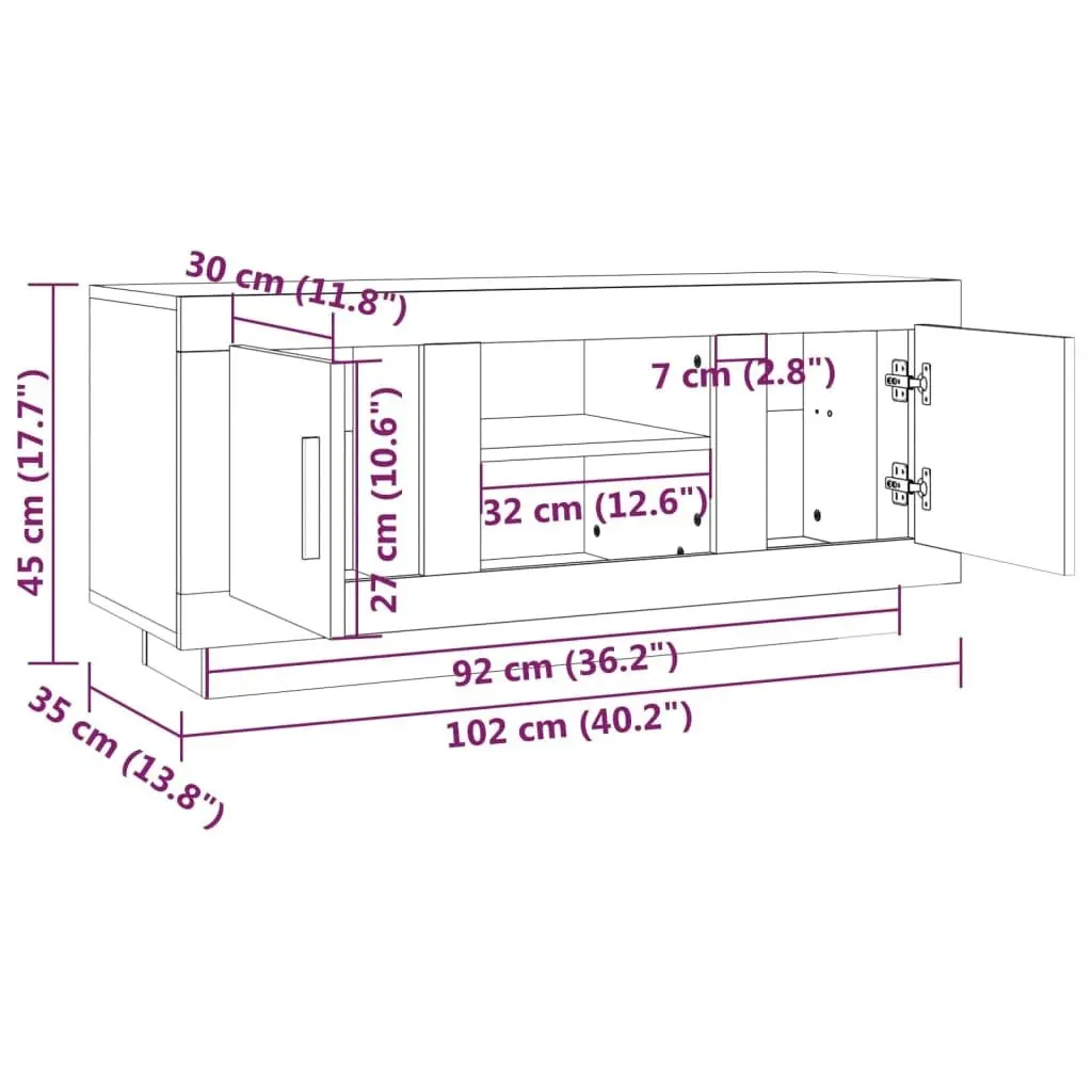 TV Cabinet Black 102x35x45 cm Engineered Wood 811791