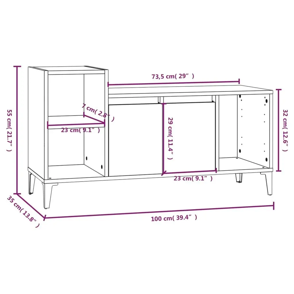 TV Cabinet Black 100x35x55 cm Engineered Wood 821181