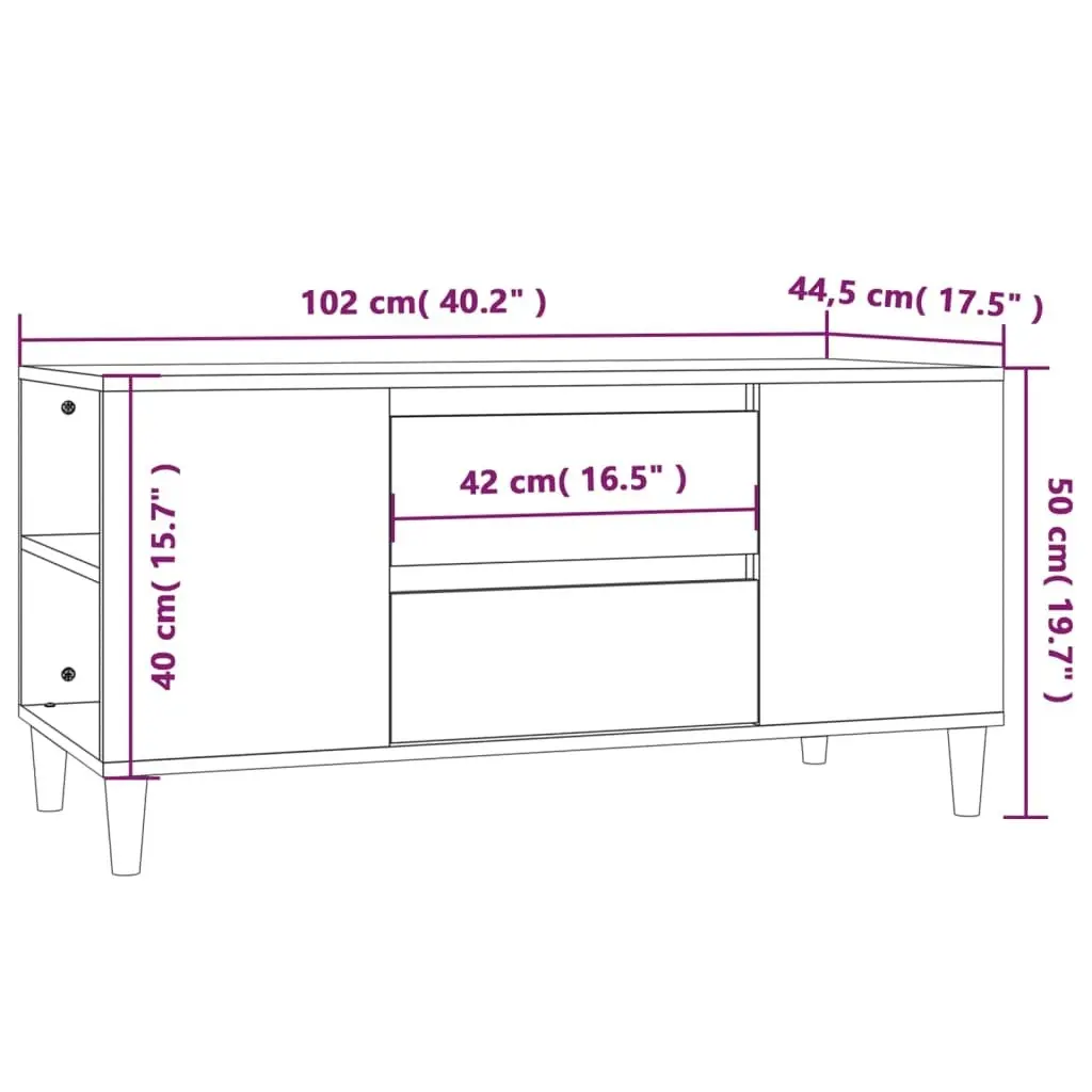 TV Cabinet Black 102x44.5x50 cm Engineered Wood 819597