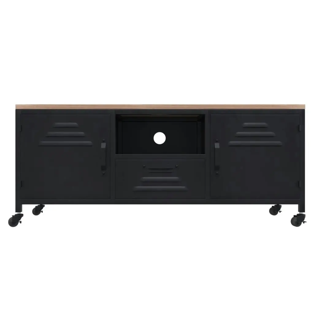 TV Cabinet Black 110x30x43 cm Iron and Solid Wood Fir 340766