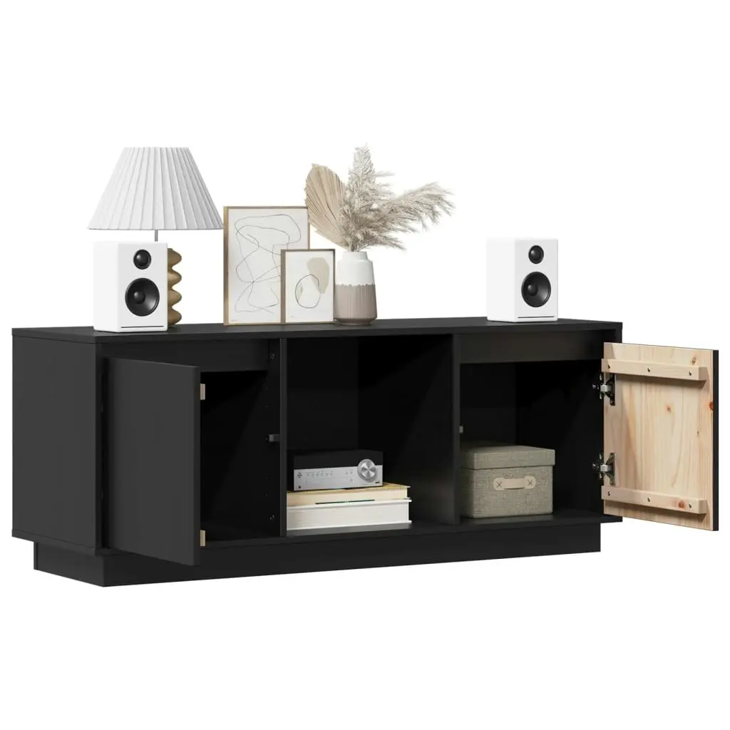 TV Cabinet Black 110.5x35x44 cm Solid Wood Pine 814343